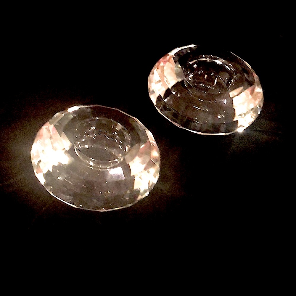 SOLD-SOLD-SOLD!   WEDDING GIFT IDEA —-Cut Crystal Candleholders